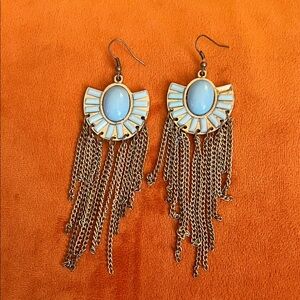 Elegant Gold and Blue Dangle Earrings